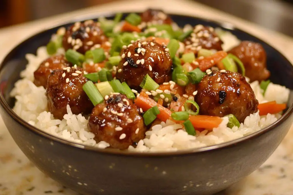 Creative Serving Firecracker Meatball Rice Bowl